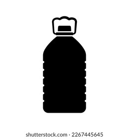 Corrugated bottle with a handle and a lid icon. Black silhouette. Front side view. Vector simple flat graphic illustration. Isolated object on a white background. Isolate.