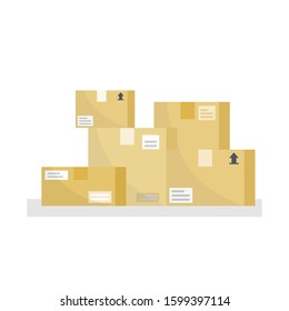 Corrugated box 2D flat vector set