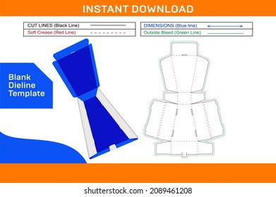 Corrugated box orTwo roll end mailer box dieline template with 3D render