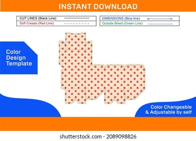 Corrugated carton folding box die line template and 3D box design easily editable and resizable