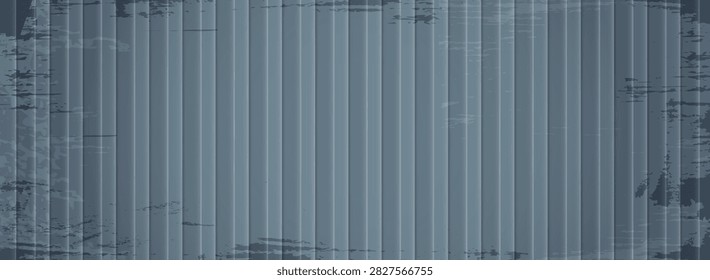 Corrugated container texture with ribbed sheet metal, fluted construction surface and industrial abstract background.