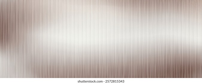 Corrugated, fluted brown, bronze glass vector texture. Ribbed plastic gradient background