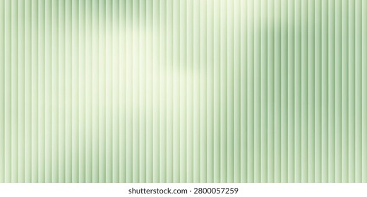 Corrugated, fluted dark green glass vector texture. Ribbed plastic gradient background