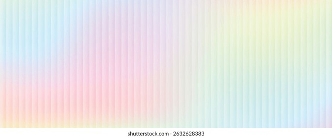 Corrugated, fluted rainbow colored glass vector texture. Ribbed plastic gradient background