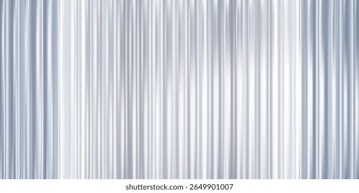 Fondo de vidrio corrugado con patrón acanalado transparente y efecto de luz degradada. Abstractas pared de metal 3D con diseño de franja de policarbonato plateado.