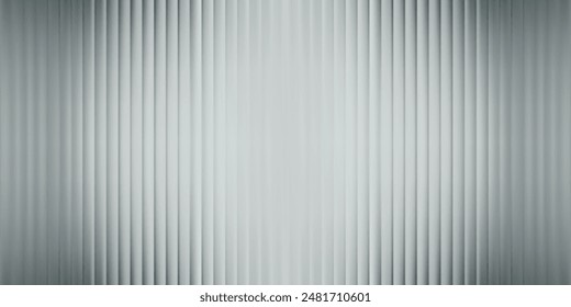 Corrugated glass texture effect. Abstract ribbed frosted acrylic transparent plate. Gradient polycarbonate cosmetic background. Reeded blue green window lined pattern. Diamond 3d podium distort panel