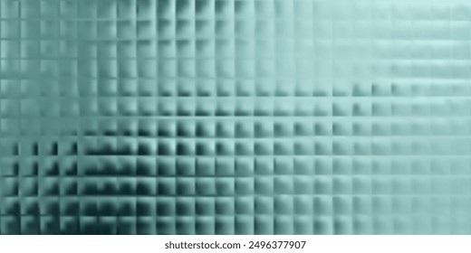 Corrugated glass texture effect. Abstract ribbed frosted acrylic transparent plate. Gradient polycarbonate cosmetic background. Reeded blue green window lined pattern. Diamond 3d podium distort panel