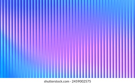 Efecto de vidrio acanalado de fondo iridiscente corrugado. Patrón abstracto con textura degradada. Fondo de pantalla efecto prisma arco iris. Ilustración vectorial moderna diseño borroso geométrico