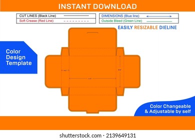 Corrugated lock bottom carton box dieline template and 3D box design