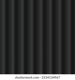 Corrugated metal seamless texture vector background. Vertical lines waves surface pattern. Realistic black asbestos wavy striped slate roofing. Metal siding, profiled sheeting panel, iron sheet