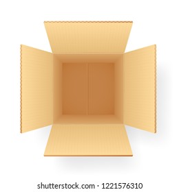 Corrugated paper cardboard box packing shipping recycling open top vector illustration