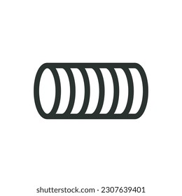 Corrugated pipe isolated icon, metal flexible electrical conduit vector icon with editable stroke