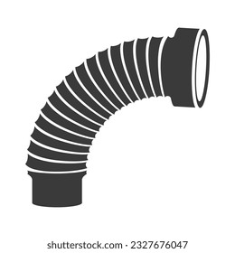 Corrugated pipe for toilet glyph icon isolated on white background.Vector illustration.