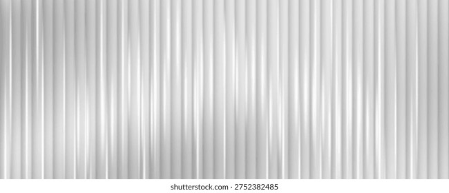 Corrugated polycarbonate plastic wall. Glass pattern background abstract gradient line 3D effect with ribbed silver texture. Luxury modern overlay for architecture, bathroom, office or cosmetic podium