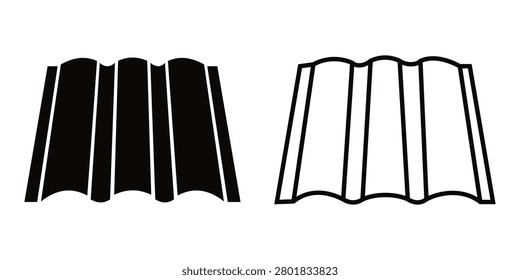 Corrugated Roofing Sheet Icon Set Vector Metal Roof Panels Steel Siding and Construction Material 
Silhouette Collection