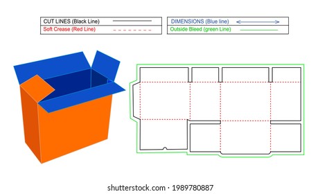 Corrugated shipping box, cardboard shipping box and custom box, FEFCO226 box and 3d render with dieline tamplate. editable and changeable