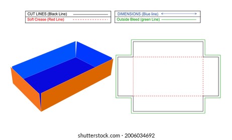  Corrugated simple folding box,  Die line template and 3D render editable and resizable vector file