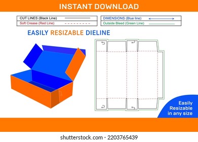 Corrugated Standard shipping box, cardboard carton box dieline template 