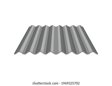 Corrugated tin. Perspective view. Simple flat illustration.