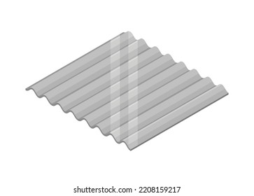 Corrugated tin sheet in isometric view. Simple flat illustration.
