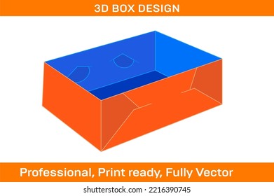 Corrugated tray box dieline tamplate and 3D box