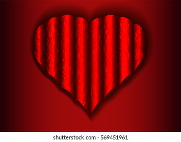 corrugated web of a heart on a red background