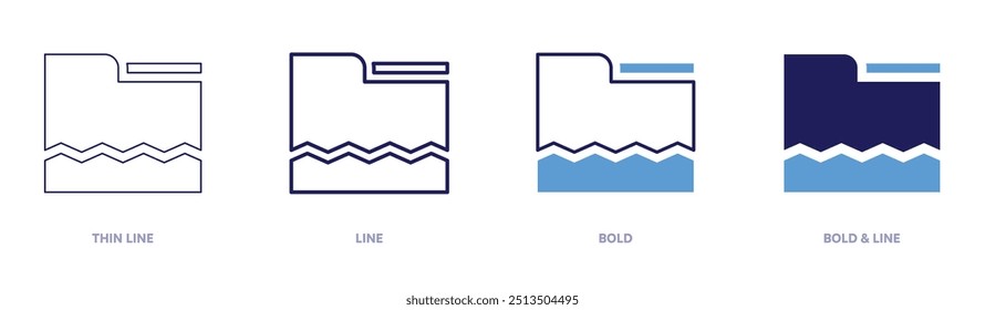 Corrupt file icon in 4 different styles. Thin Line, Line, Bold, and Bold Line. Duotone style. Editable stroke.