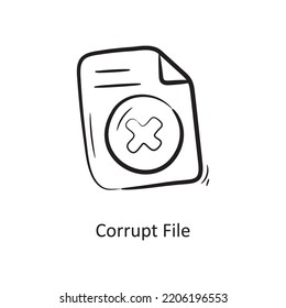 Korrupt File Outline Icon Design Illustration. Symbol für Projektverwaltung auf weißem Hintergrund EPS10-Datei