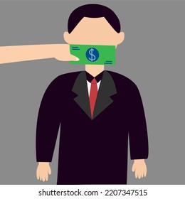 Corrupt government took bribery money. Illustration giving bribe to government