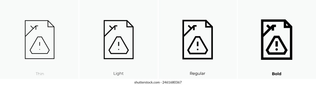 icono dañado. Diseño de estilo fino, ligero, regular y audaz aislado sobre fondo blanco