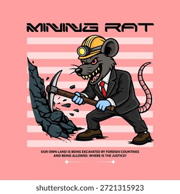 Korrupte Mining Rat Illustration Ausbeutung natürlicher Ressourcen