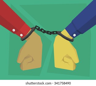 A corrupt person was caught and in handcuffs