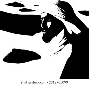 A corrupted B And W Vector art of an arab man