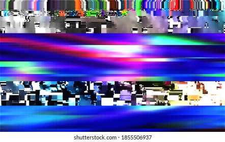 Corrupted broken video signal. Abstract glitch texture background. Vector illustration.