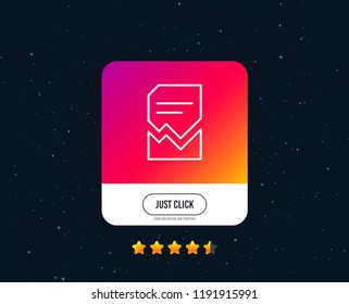 Corrupted Document line icon. Bad File sign. Paper page concept symbol. Web or internet line icon design. Rating stars. Just click button. Vector