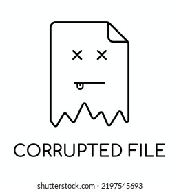 Corrupted File Document Outline Icon. Linear Style Sign For Mobile Concept And Web Design. Bad File Simple Line Vector Icon. Symbol, Logo Illustration. 
