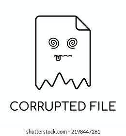 Corrupted File Document Outline Icon. Linear Style Sign For Mobile Concept And Web Design. Bad File Simple Line Vector Icon. Symbol, Logo Illustration.