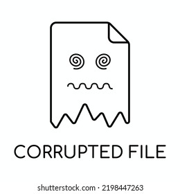 Corrupted File Document Outline Icon. Linear Style Sign For Mobile Concept And Web Design. Bad File Simple Line Vector Icon. Symbol, Logo Illustration.