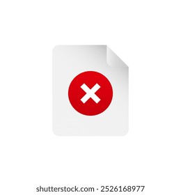 Corrupted file error icon. Failed document with error report.