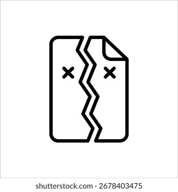 Corrupted file Icon. Broken File symbol. Vector Illustration for web design. Isolated on white background.