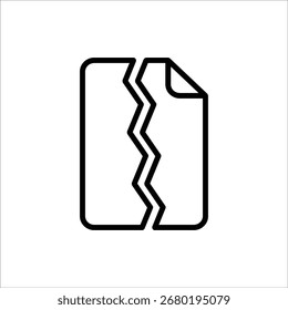 Corrupted file Icon. Broken File symbol. Vector Illustration for web design. Isolated on white background.