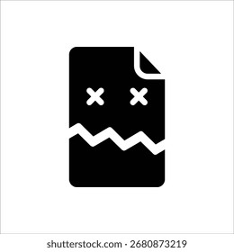 Icono de archivo dañado. Símbolo de archivo roto. Ilustración vectorial para el Diseño web. Aislado sobre fondo blanco.