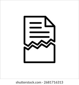Ícone de arquivo corrompido. Símbolo de arquivo quebrado. Ilustração vetorial para design na Web. Isolado no fundo branco.