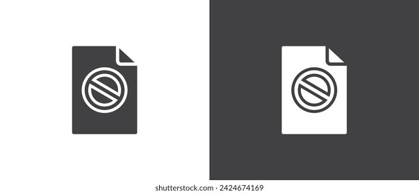 Corrupted file icon, Cross on paper vector,  Vector File attention sign with setting mark icon. The attention symbol. Flat attention Vector illustration. 