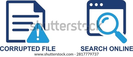 Corrupted file icon with error symbol on computer screen representing data loss or damage