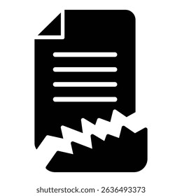Corrupted file icon Flat outline fill black and white