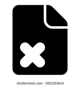 Icono de archivo dañado con estilo de glifo. Adecuado para el diseño de sitios web, logotipos, aplicaciones, interfaz de usuario, etc.