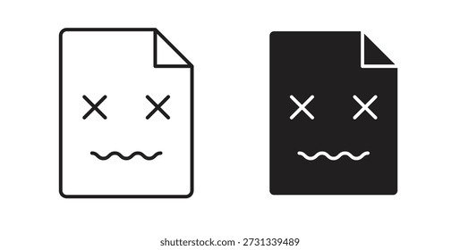 Corrupted file icons. Outline icons vector collection. flat illustrations