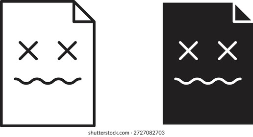 Conjunto de iconos de archivo dañado. Ilustración vectorial de línea simple