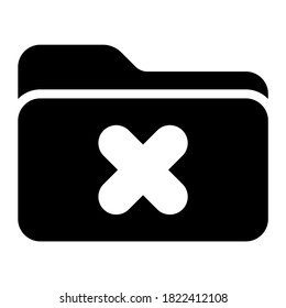 Corrupted folder icon with glyph style. Suitable for the design of websites, logos, applications, UI, etc.